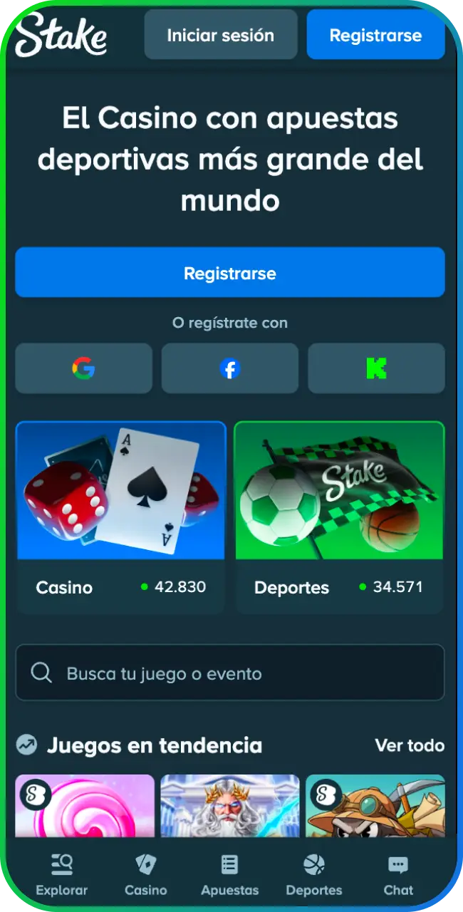 Observa la vista previa de la App de Stake y su diseño.