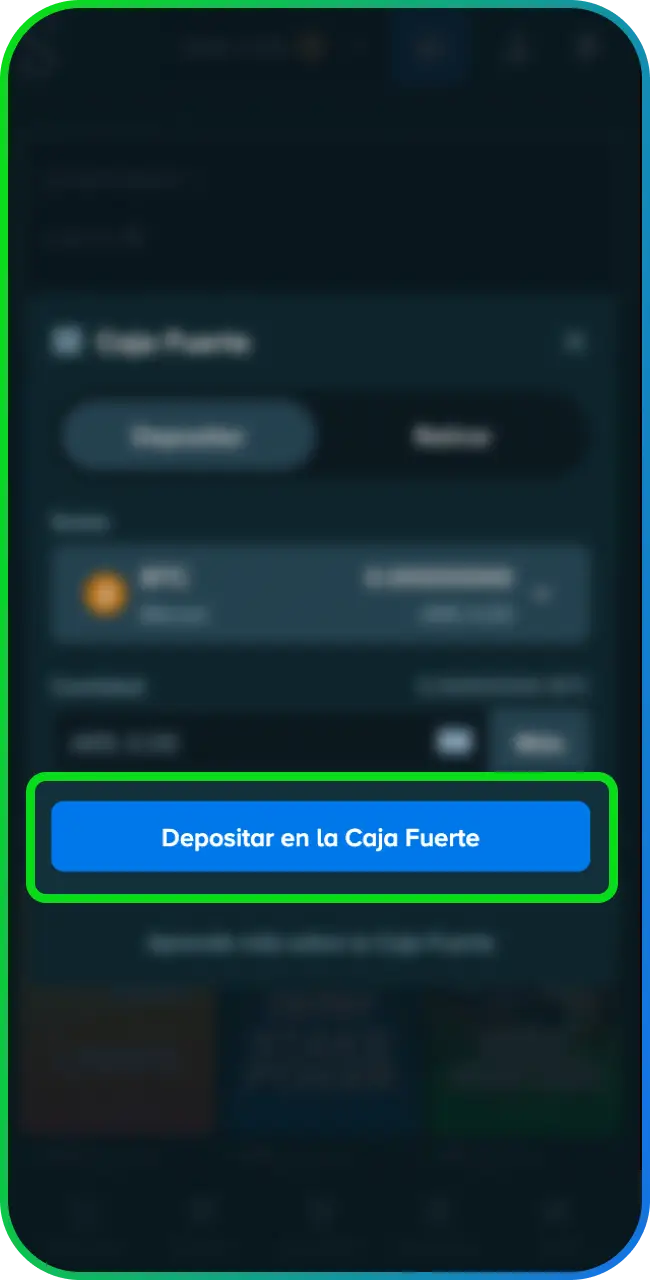 Introduce el importe y confirma el Depósito en Stake de forma segura.