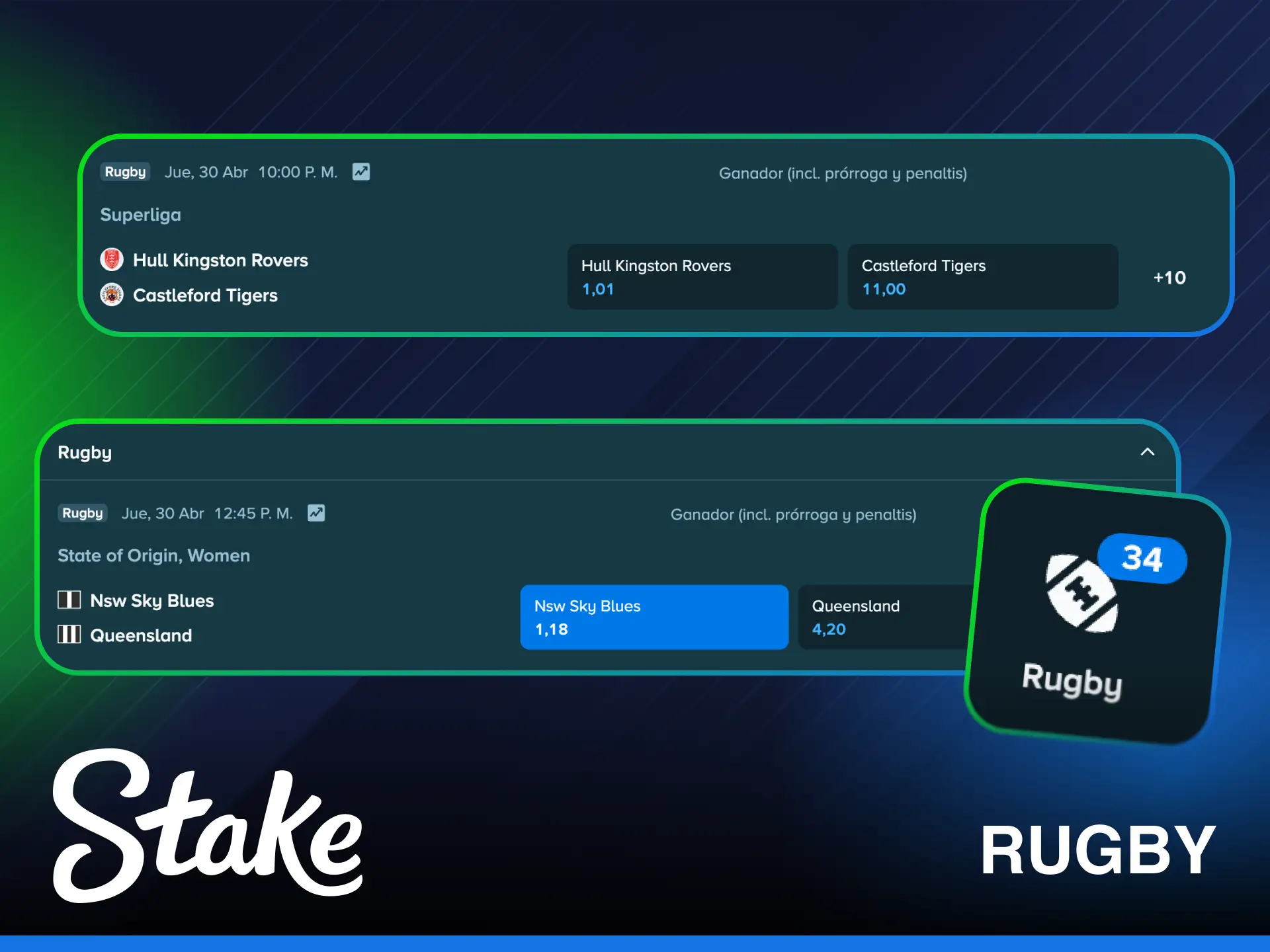 Disfruta de las apuestas de rugby en Stake y apoya a tu equipo.