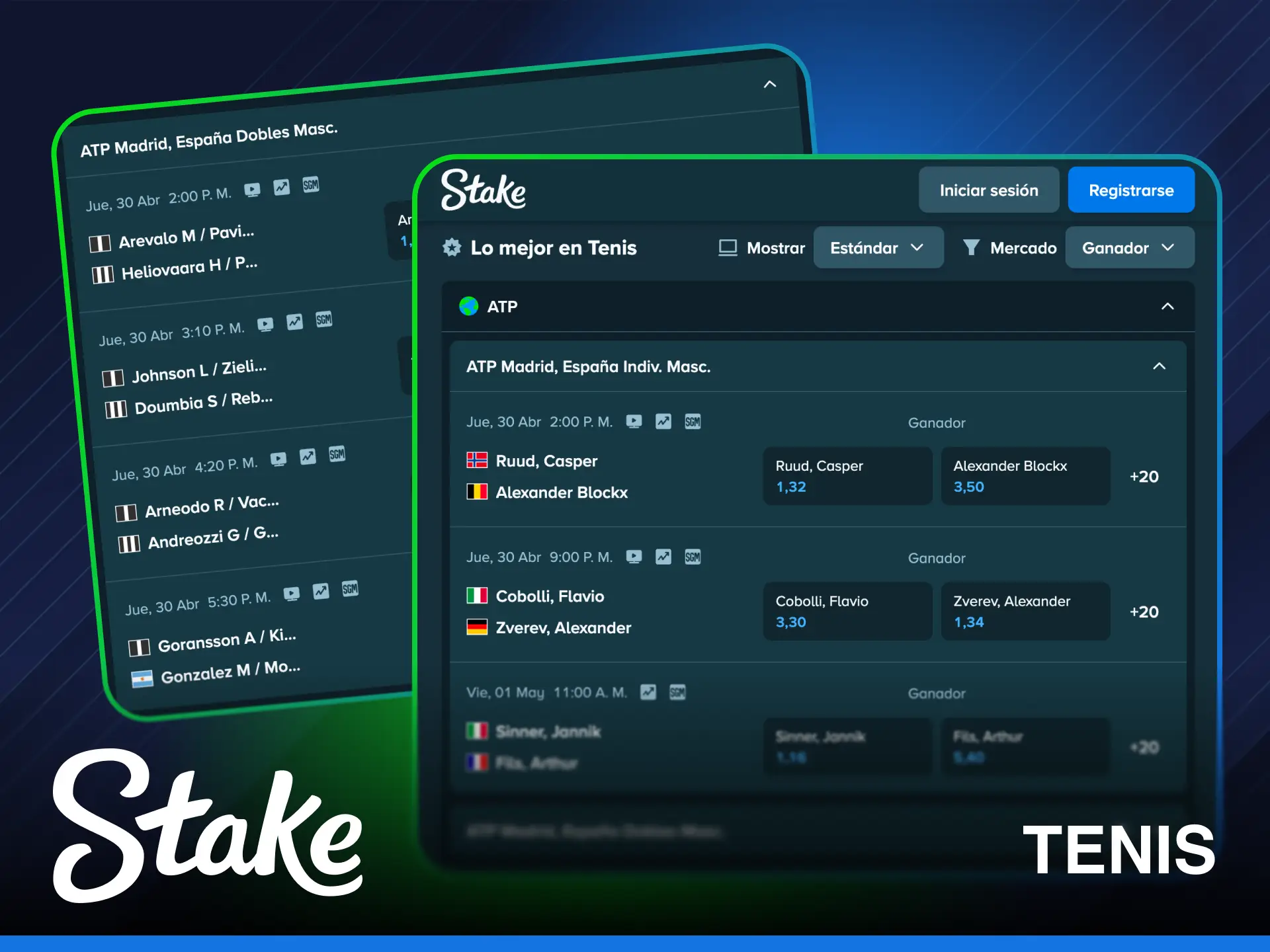 Gana con tus apuestas de tenis favoritas en el sitio Stake.