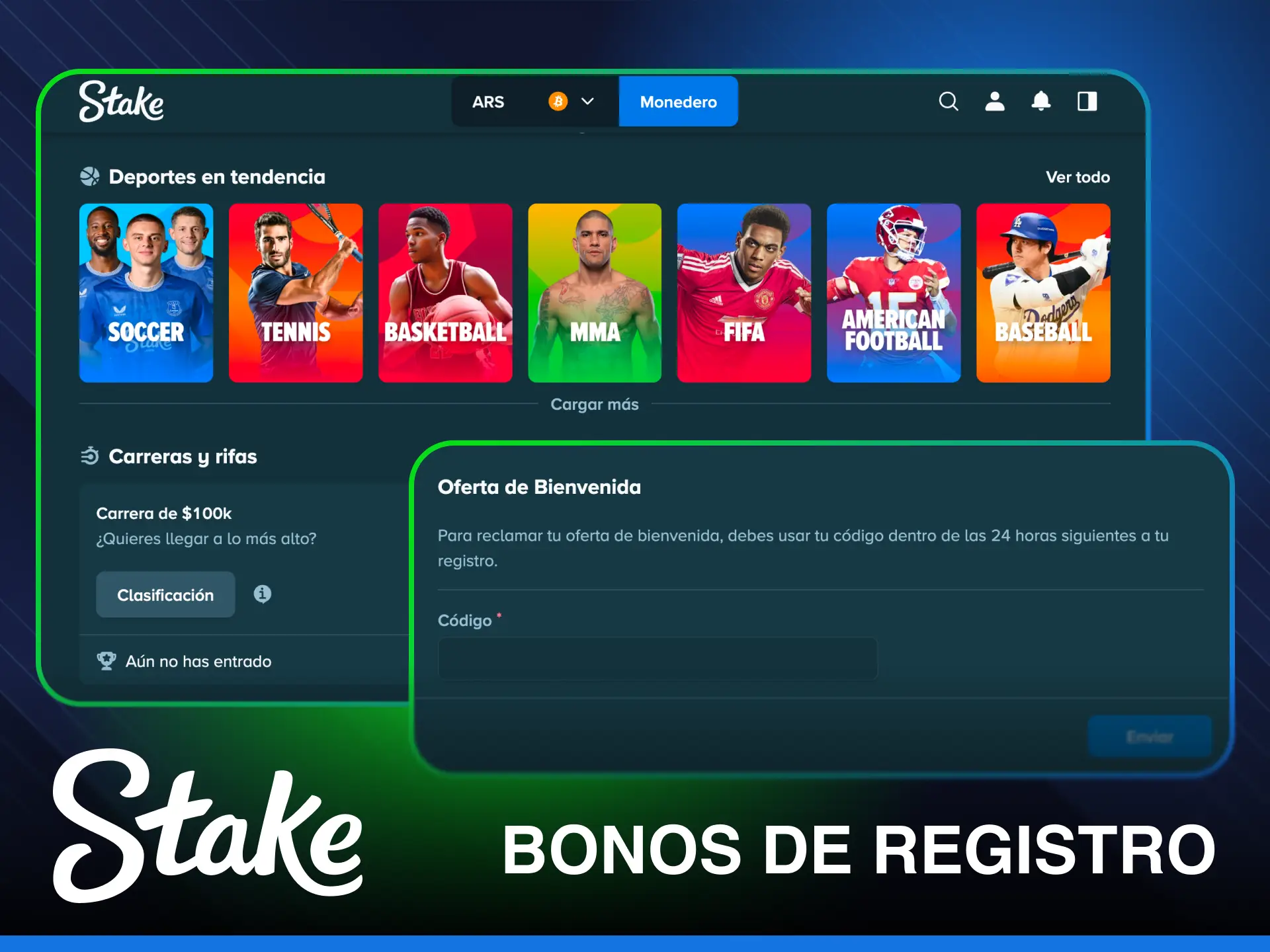 Aprovecha los mejores bonos de registro de Stake disponibles en Argentina hoy.